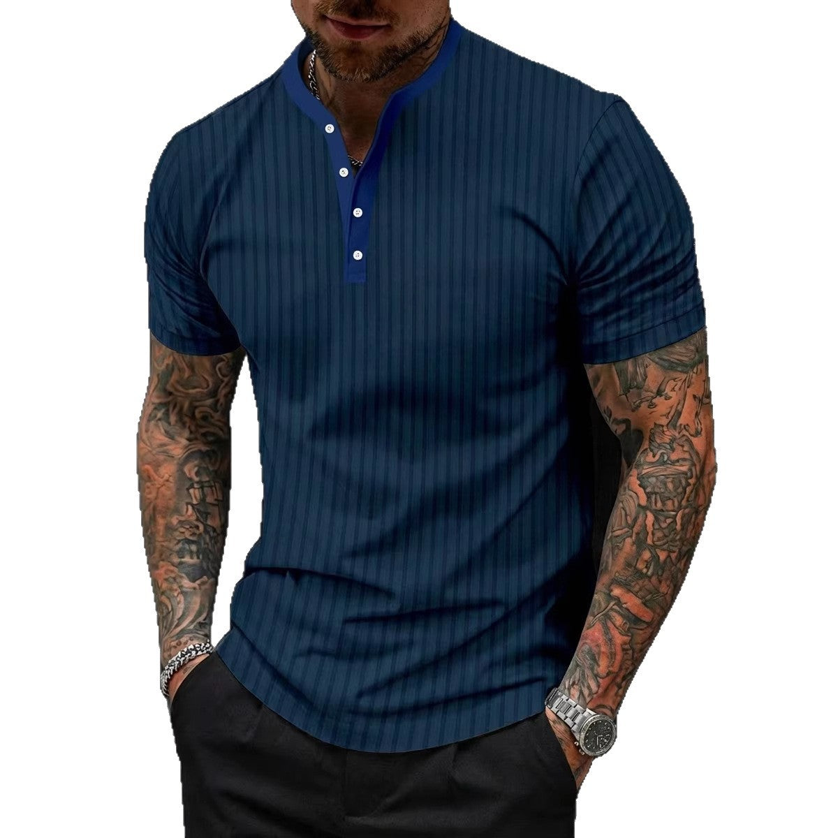 Polo Deportivo de Punto con Cuello Alto para Hombre