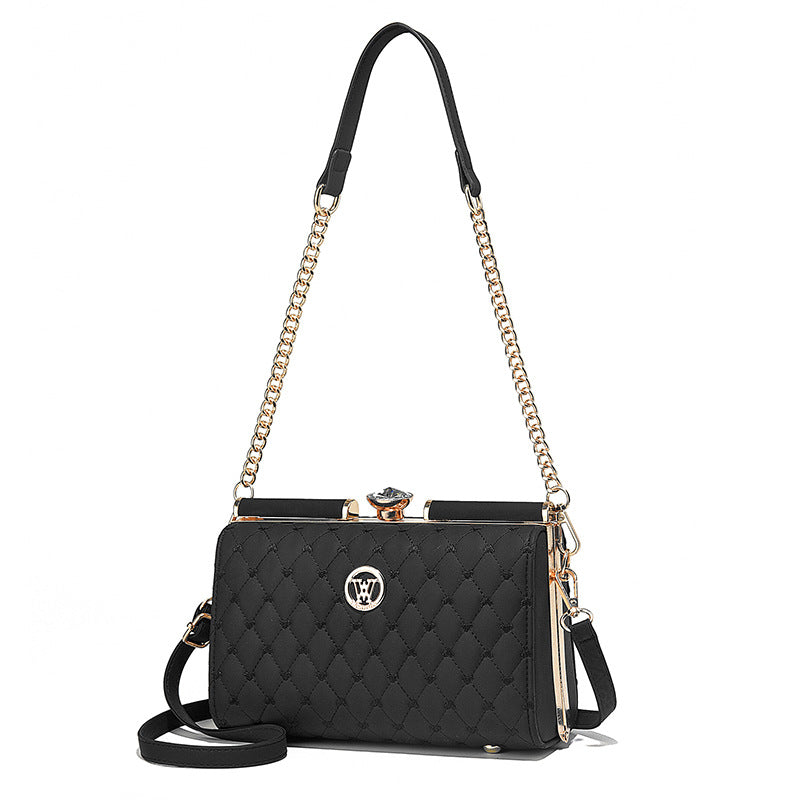 Bolsa de Hombro Acolchada con Diamantes para Mujer